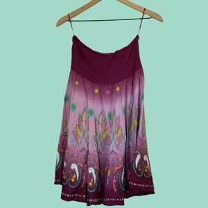 Women's Purple Paisley Mini Tube Top Dress